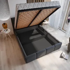 masseno Polsterbett, Schwarz, Holz, 140x200 cm, Schlafzimmer, Betten, Polsterbetten