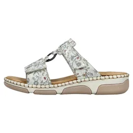 Rieker Damen Pantolette mit T-Riemen und Blumenmuster Weite H 66292, Größe:41 EU, Farbe:Mehrfarbig - Grau - 41