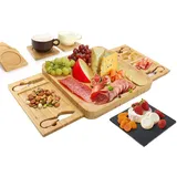 Todeco Bambus-Käsebrett mit Käsemesser Set 33 x 33 x 4 cm