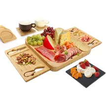 Todeco Bambus-Käsebrett mit Käsemesser Set 33 x 33 x 4 cm
