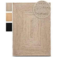 carpetfine Teppich CARPETFINE "Nele Juteteppich Naturfaser", taupe, B:200cm H:6mm L:250cm, Jute, Teppiche, Teppich, geflochtener Wendeteppich aus 100% Jute, quadratisch und als Läufer