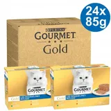 Gourmet Gold Mus 24 X 85 G  Fleisch- Und Fischmischung  4 Sorten Aus Deutschland