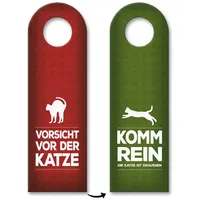 Trendaffe Vorsicht vor der Katze oder Komm rein Türhänger