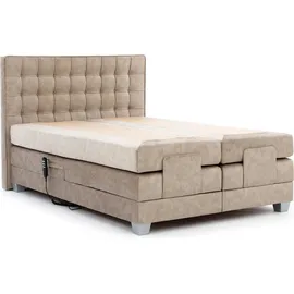 Fun Möbel Boxspringbett Elektrisch Schlafzimmerbett MAXIMA 120x200cm in Stoff Beige
