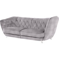 Big-Sofa LEONIQUE "Retro" Sofas Gr. B/H/T: 256 cm x 85 cm x 115 cm, Chenille, Hohe Armlehne rechts, grau (argento) XXL Sofas