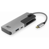 ACT USB-C Hub, 6 in 1, 3-Port USB 3.0, USB Typ C 60W PD-Netzteil, SD/TF-Kartenleser, mit Premium-Aluminiumgehäuse - AC7052