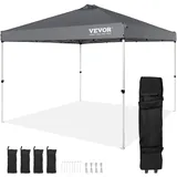 VEVOR Pavillon 304,8x304,8x320cm Gartenzelt 250D PU Silber beschichtetes Gewebe Faltpavillon inkl. Aufbewahrungstasche Partyzelt 6-8 Personen Pop up Zelt Faltzelt Gartenpavillon für Campingausflug
