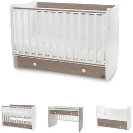 Lorelli Dream 70 x 140 cm umbaubar Kinderbett Schaukelbett Schreibtisch braun weiß
