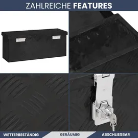 deluke DELUKE® Aluminiumbox mit Deckel Abschließbar Alubox Deichselbox Alu Anhängerbox Werkzeugkiste Transportbox Metallkiste, 50x15x20,5cm Schwarz