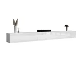 Planetmöbel TV-Schrank, Fernsehtisch 300 cm lang, TV-Board hängend oder stehend, Fernsehschrank für Wohnzimmer, 3X TV Möbel 37,8 x 100 x 32,5 cm, weiß