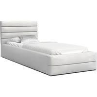 Bett TOPAZ 120x200 cm Weiß Samt mit Lattenrost Einzelbett Matratze Bettkasten