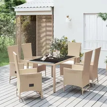 vidaXL Garten-Essgruppe 7-tlg. Beige
