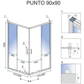 REA Punto Duschkabine 90 x 190 cm rechts Schwarz Sicherheitsglas