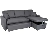 Mendler Ecksofa mit Bettkasten HWC-L17, Couch Sofa L-Form, Liegefläche Nosagfederung 228cm - dunkelgrau