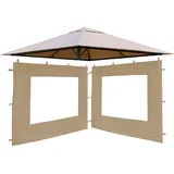 QUICK STAR Set Ersatzdach und 2 Seitenteile für Garten Pavillon 3x3m Sand Antik Pavillondach Ersatzbezug Seitenwände