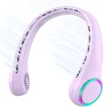 Tragbarer, Per Usb Aufladbarer Nackenventilator, Leise Und Zum Aufhängen Beim Sport Geeignet, Mit Farbigen Lichtern, Kleiner, Klingenloser Ventilator