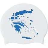 Badekappe Mit Karte Flagge Der Republik Griechenland Neuartige Personalisierte Badekappen Für Langes Kurzes Haar Silikon-Badekappen Für Frauen Männer Erwachsene Jugendliche Unisex Griechenland