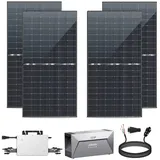 EPP.Solar Solaranlage 2000W Balkonkraftwerk komplettset Bifazial Photovoltaik Solaranlage, 2000,00 W, Monokristalline, (Hoymiles HMS-1600-4T Wechselrichter mit Anker SOLIX Solarbank E1600 Solarspeicher und 5m Wielandstecker), Balkon-Solaranlage steckerfertig für Ihr Haus Mini-PV Anlage schwarz|silberfarben