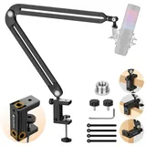Cahaya Mikrofonarm Boom Arm Professionelle - Vollständig Einstellbares Mikrofonständer mit Breiter Basis, 3/8" bis 5/8" Adapter Mic - Kompatibel mit Blue Yeti, QuadCast - CY00380-1