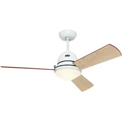 Libeccio Deckenventilator - Lack Weiß / 4 Wendeflügel Ø120 Kirschbaum/Ahorn + 4 Wendeflügel Ø142 Lack weiß/Lack lichtgrau / ohne Fernbedienung