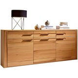 Stella Trading Livetastic Sideboard Buche, Metall, Kernbuche, teilmassiv,massiv, 3 Fächer, 3 Schubladen, 188x86x42 cm (B/H/T)