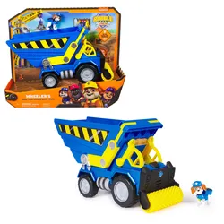 Rubble&Crew - Premium Baufahrzeug mit Kippmulde, Planierwalze, Lichtern und Geräuschen (Deluxe Fahrzeug) und Wheeler-Figur