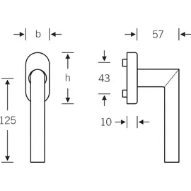 FSB Fenstergriff 34 1076 VA 6204 34mm abschl.