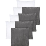 Aspero Dekokissen 4er Set Kissenbezüge mit Füllung 60 x 60 cm Salta, Weiche Sofakissen aus hautsympathischem Material grau