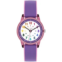 Cander Berlin MNA 0130 A Kinderarmbanduhr Klett Armbanduhr Kinder Mädchen 3 ATM wasserdicht Lernuhr analog pink violett
