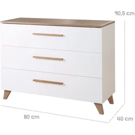 roba Wickelkommode »Ole» - 110x75,5x98cm - weiß / Holz / Holz