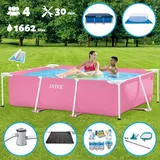 Intex Schwimmbecken mit rechteckigem Rahmen – 220 x 150 x 60 cm – Rosa – im Lieferumfang enthalten Accessoire CB97 - Intex