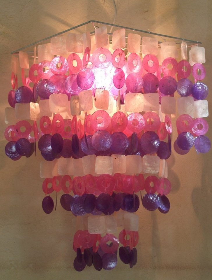 Guru-Shop Deckenleuchten Deckenlampe, Muschelleuchte aus hunderten.., Leuchtmittel nicht inklusive bunt|lila|rosa|weiß 40 cm x 70 cm x 40 cm