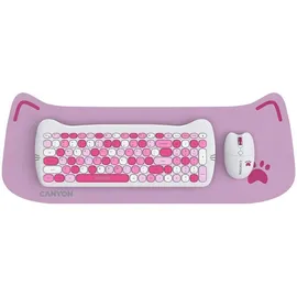 Canyon Tastatur- und Maus-Set HSET-W6 mit Mauspad Pink - Rosa/Schwarz/Lila