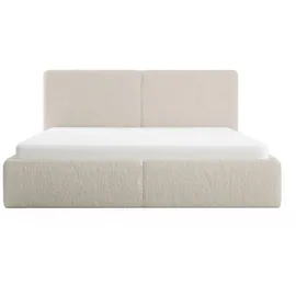 FEDVE Polsterbett Riberia Slim aus Bouclé-Stoff 200x200 cm, Beige - Beige