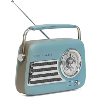 Madison - FREESOUND-VR40BLU-MAT - 30W Vintage-Radio mit langem Akku - Bluetooth, USB & FM - Mattblau - Vintage, Nostalgie, Retro