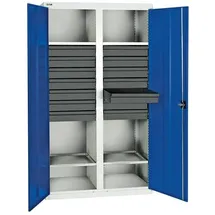 stumpf metall Werkzeugschrank B1000xT500xH1800 mm RAL 7035/5010 14 Schubladen, 4 Wannen