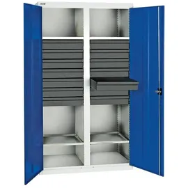 stumpf metall Werkzeugschrank B1000xT500xH1800 mm RAL 7035/5010 14 Schubladen, 4 Wannen