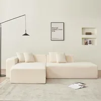 VASOENY 268 X 153 cm L Geformte Sofa, Sherpa Stoff L Geformte Couch, 3-Sitz Ecksofa Couch, Moderne Gepolsterte Couch mit 4-Kissen Linke Hand Lounge für Wohnzimmer, Büro