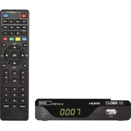 EMOS DVB-T2 Receiver H.265 HEVC mit USB, HDMI, SCART und Koaxial-Anschluss, Fernbedienung und Infrarot-Sensor, PVR, Mediaplayer und EPG Funktion, 1080p