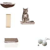 Rohrschneider Vierteilige Kletterwand für Katzen - Wandmontage Katzenmöbel-Set mit Hängematte und Spielmöglichkeiten, Grau