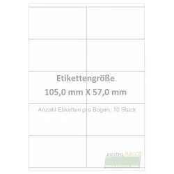 Wasser auflösbare Etiketten 105,0 x 57,0 mm(Anzahl Bögen /VPE: 50)