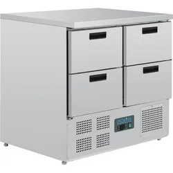 Polar Arbeitstisch Mit Kühlschrank, Edelstahl, 4 Schubladen