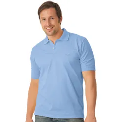 Poloshirt TRIGEMA "TRIGEMA Poloshirt DELUXE Piqué", Herren, Gr. L, blau (horizont), 100% Baumwolle, Basic, Kurzarm, Shirts