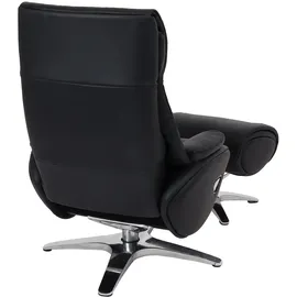 Mendler Relaxsessel HWC-K98 Kunstleder 77 x 110 x 77 cm Schwarz mit Hocker