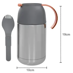 Intirilife Thermobehälter mit 650ml Kapazität - 10 x 19 cm - Für warme und kalte Speisen Suppen Lunch Edelstahl Isolierbehälter