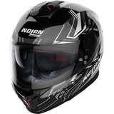 Nolan N80-8 Turbolence N-Com Helm, schwarz-grau-silber, Größe L