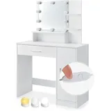 Juskys Schminktisch Zoey mit LED Beleuchtung,