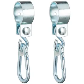 Relaxdays Schaukelhaken mit Karabinern Weiß,Silber