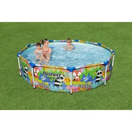 BESTWAY Steel Pro Paradise Frame Pool rund 274 x 66 cm bunt