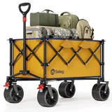 Sekey XXL Bollerwagen Faltbar 135L 150KG Belastbar, Leichter Faltbollerwagen mit Breite 17x8,5cm Räder Handwagen mit Bremse, Patentiert 4-Wege-Sofortaufbau Transportwagen, 4031 All Terrain, Gelb